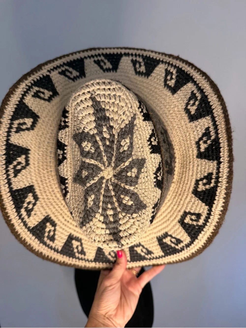 Vintage Peruvian Alpaca Wool Handwoven Cowboy Hat Boho Western 23”